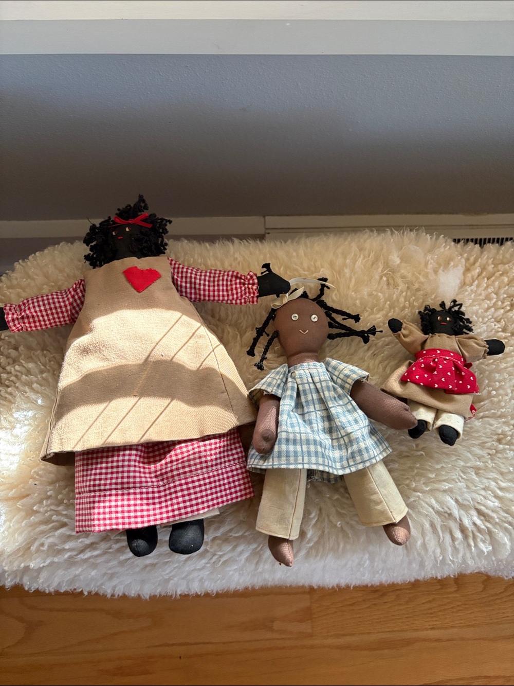 Vintage lot 3 Black Americana African American cloth rag dolls